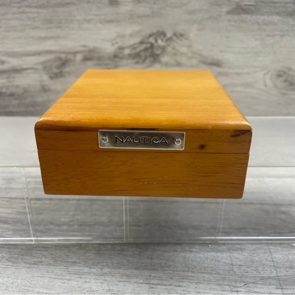 Leather Strap Nautica Stainless Steel Hip Flask 5 Oz New In Wooden Box - Picture 2 of 5